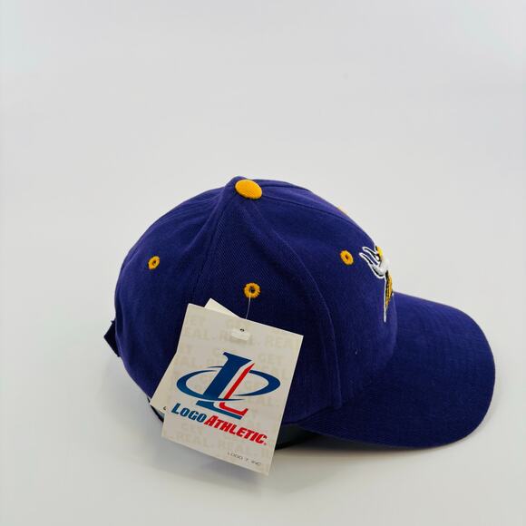 NWT NOS Vintage Mn Vikings Logo Athletic Hat Cap Purple Gold NFL 90s One Size - Picture 2 of 6